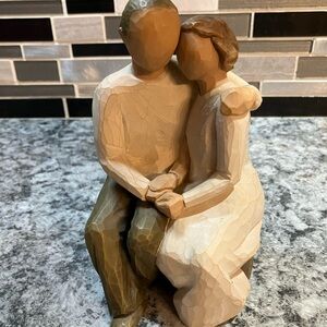 Embracing Couple Sculpture - Brown and Cream